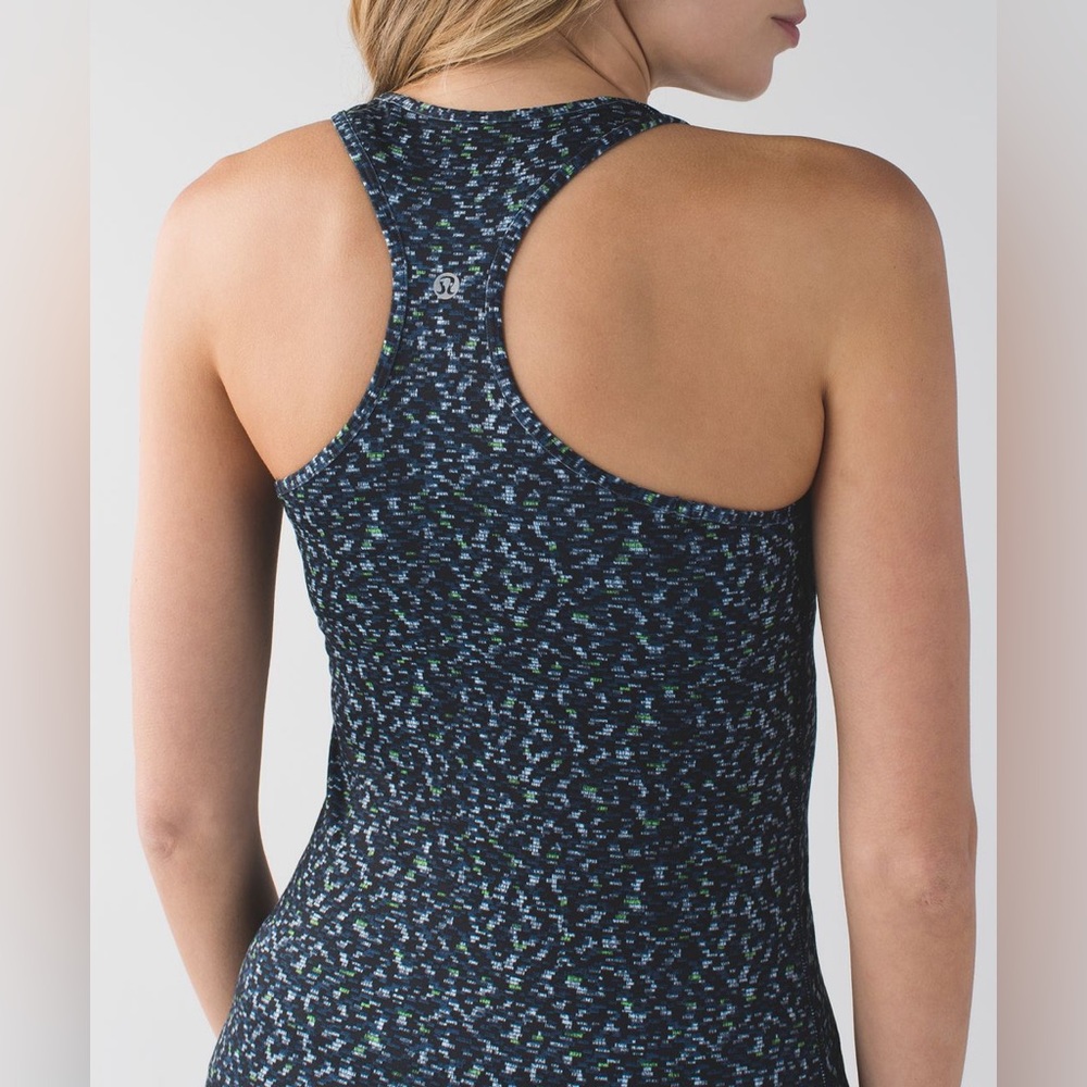 Lululemon Cool Racerback Digi Pixie Caspian Blue Black S-M